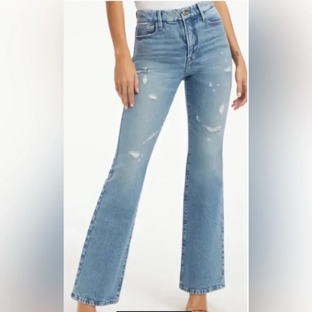 Good American Women’s Classic Bootcut Jeans High Rise Denim Indigo Med Wash Sz 8 - Picture 1 of 8